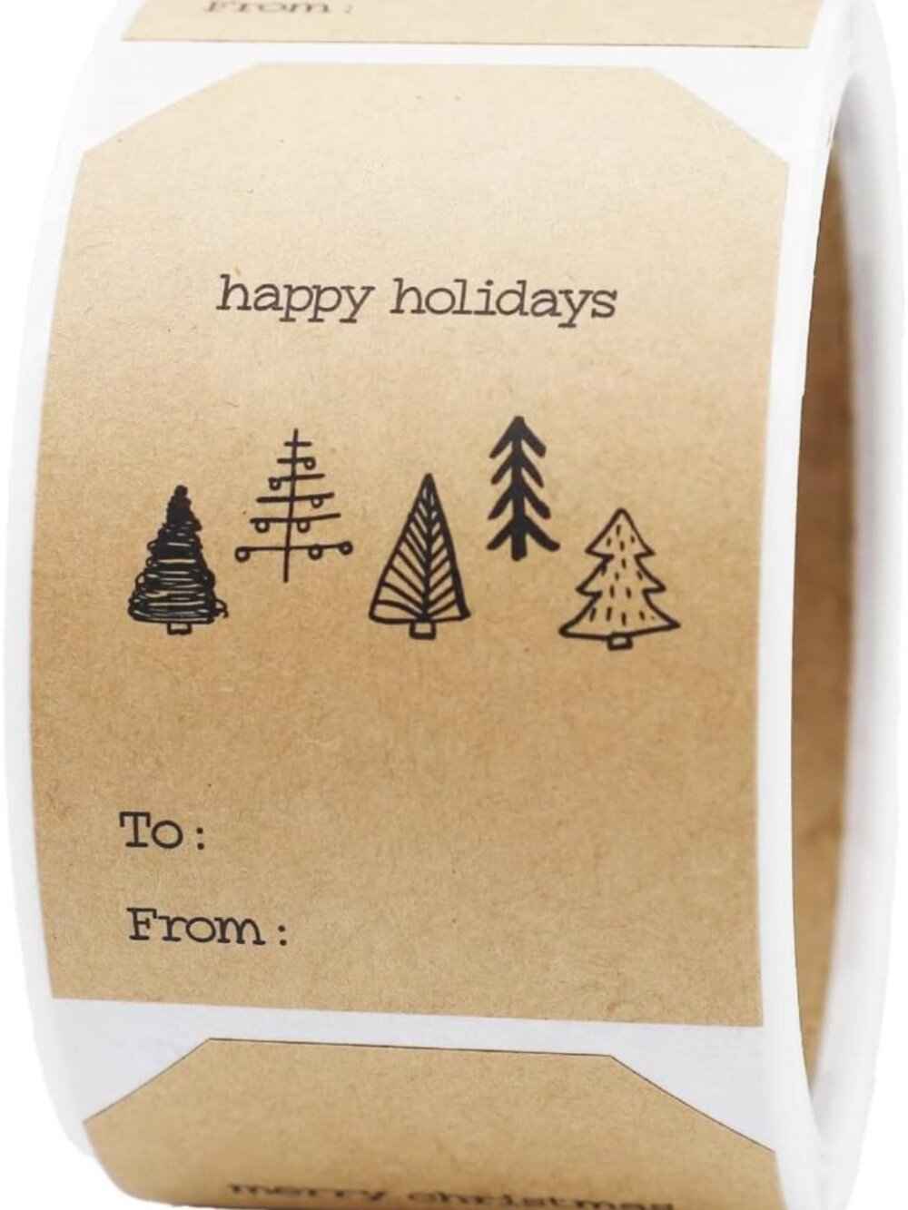 Boho Christmas Tree Gift Tag Stickers - 100 Eco-Friendly Holiday Labels, Unique